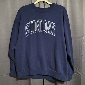 'Sunday' Dark Blue Sweatshirt Mens Large